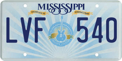 MS license plate LVF540