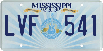MS license plate LVF541