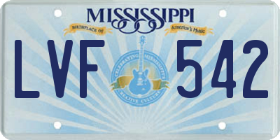 MS license plate LVF542
