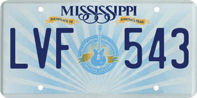MS license plate LVF543