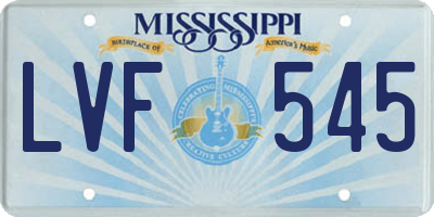 MS license plate LVF545