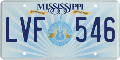 MS license plate LVF546