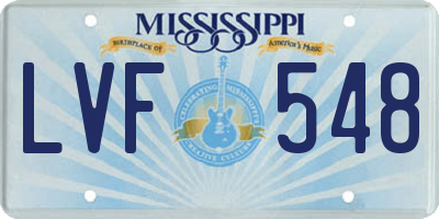 MS license plate LVF548