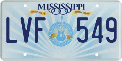 MS license plate LVF549