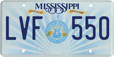 MS license plate LVF550