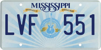 MS license plate LVF551