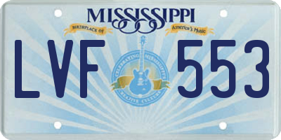 MS license plate LVF553