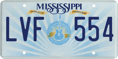 MS license plate LVF554