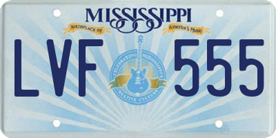 MS license plate LVF555
