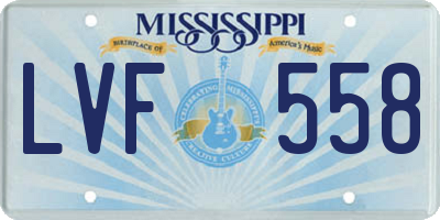 MS license plate LVF558