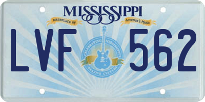 MS license plate LVF562
