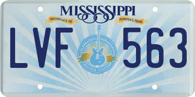 MS license plate LVF563