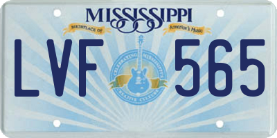 MS license plate LVF565