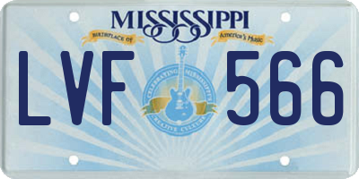 MS license plate LVF566