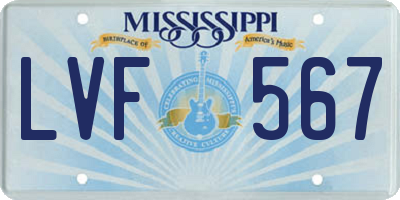 MS license plate LVF567