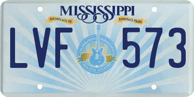 MS license plate LVF573