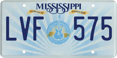 MS license plate LVF575
