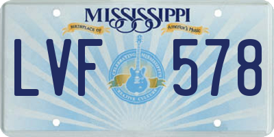MS license plate LVF578