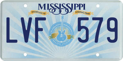 MS license plate LVF579