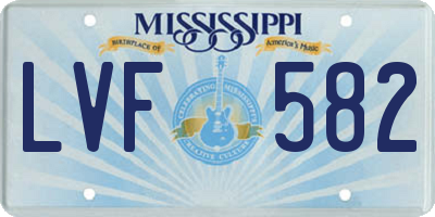 MS license plate LVF582