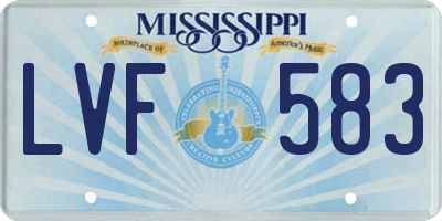 MS license plate LVF583