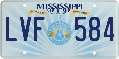 MS license plate LVF584
