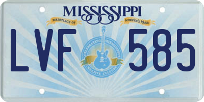 MS license plate LVF585