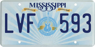 MS license plate LVF593