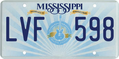 MS license plate LVF598