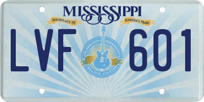 MS license plate LVF601