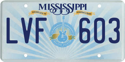 MS license plate LVF603