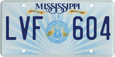 MS license plate LVF604