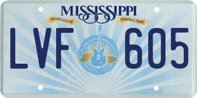 MS license plate LVF605