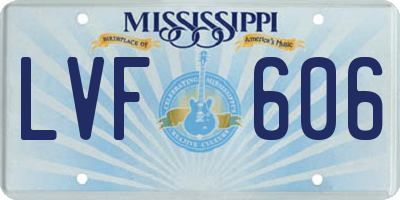 MS license plate LVF606