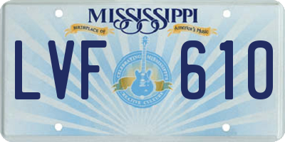 MS license plate LVF610