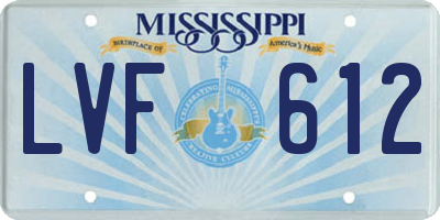 MS license plate LVF612