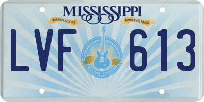 MS license plate LVF613