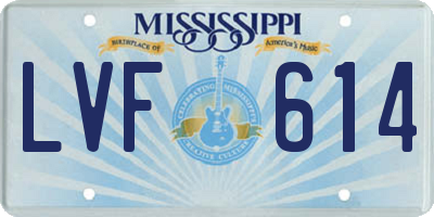 MS license plate LVF614