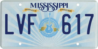 MS license plate LVF617