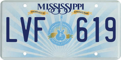 MS license plate LVF619