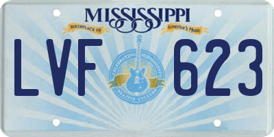 MS license plate LVF623