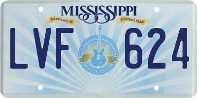 MS license plate LVF624
