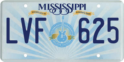 MS license plate LVF625