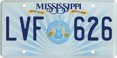MS license plate LVF626