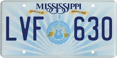 MS license plate LVF630