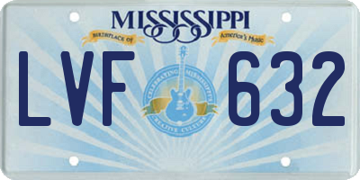 MS license plate LVF632