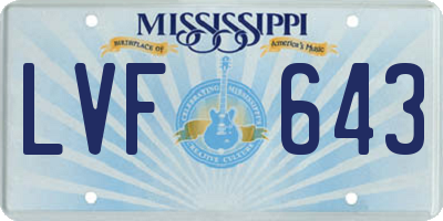 MS license plate LVF643