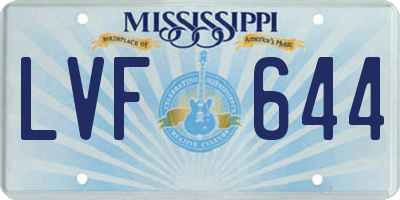 MS license plate LVF644