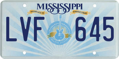 MS license plate LVF645