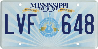 MS license plate LVF648